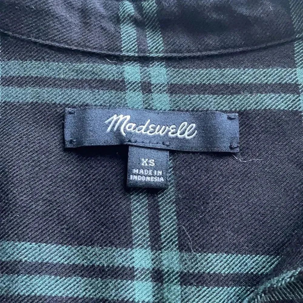 Madewell Wrap-Front Shirt in Palma Plaid Long sleeved Navy & green Size XS - Picture 5 of 11